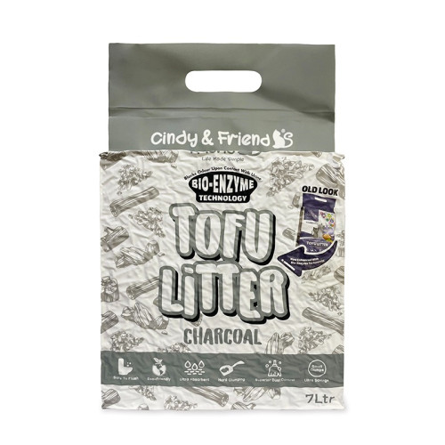 [斷貨中, 未有返貨日期, 可預訂等貨到]  Cindy & Friends 木炭味豆腐砂 Tofu Litter (Charcoal) - 7L